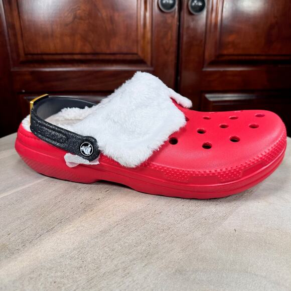 Crocs Classic Lined Santa Christmas Clogs Men’s Size 11 Red White Holiday NEW - Picture 7 of 15